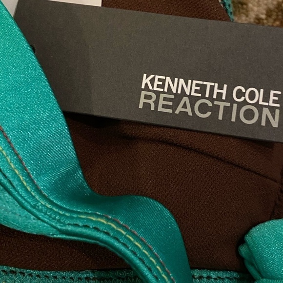 Kenneth Cole Reaction NWT Halter Bikini Top Green With Gold Tone Zipper - Picture 5 of 11